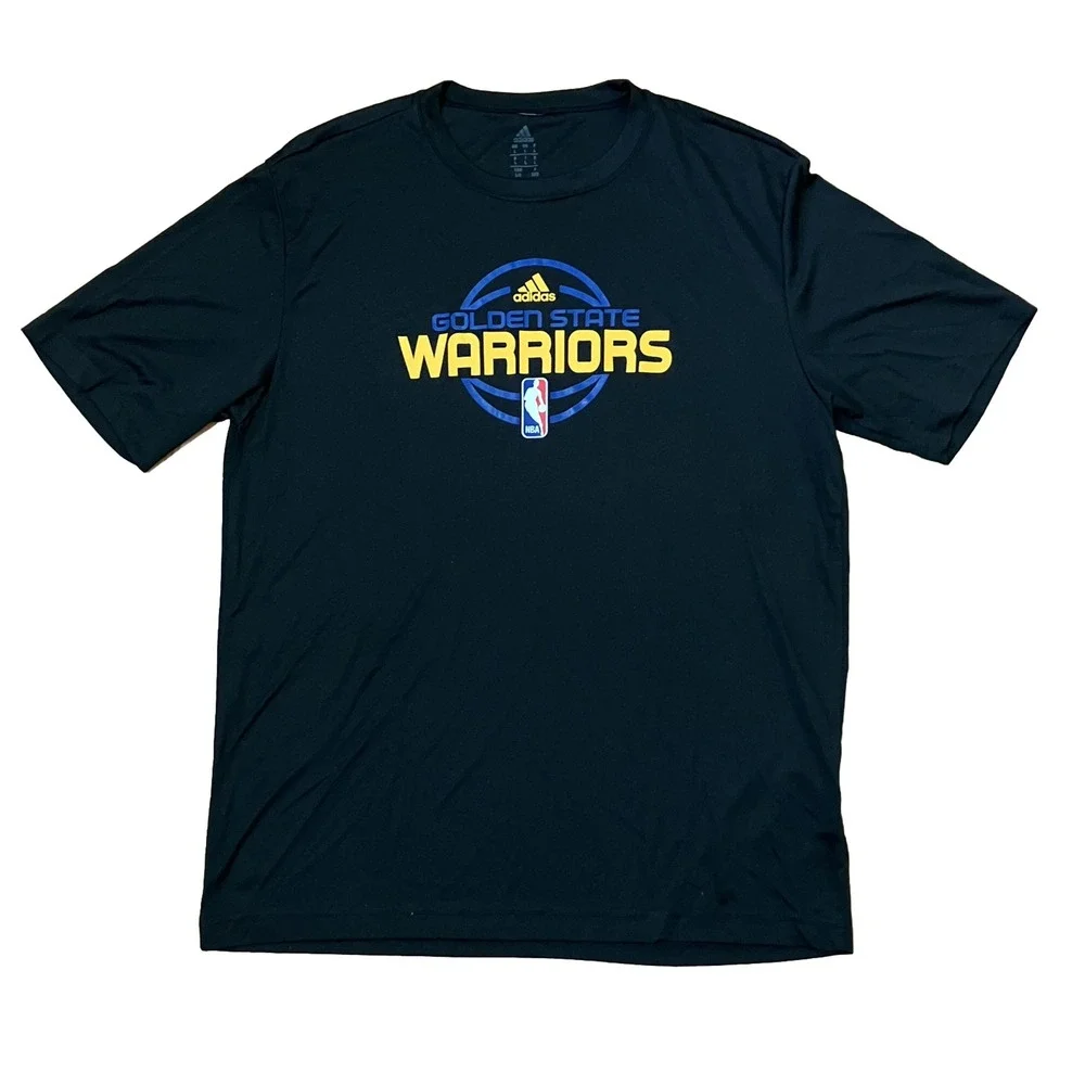 Adidas GOLDEN STATE WARRIORS Nba‎ T-shirt Black Men's Large Polyester EUC